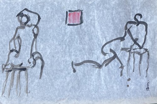 repos minimum dans la soie blanche by PatMoli, Drawing for Sale on Select