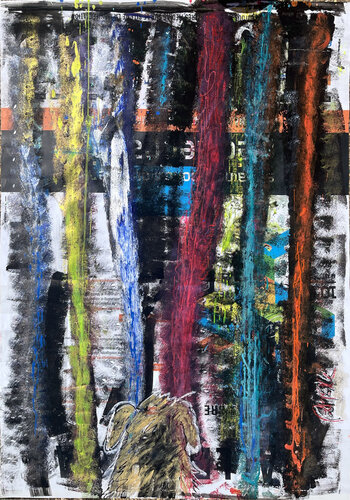 Les arbres et mon chien n°4 by PatMoli, Painting for Sale on Select