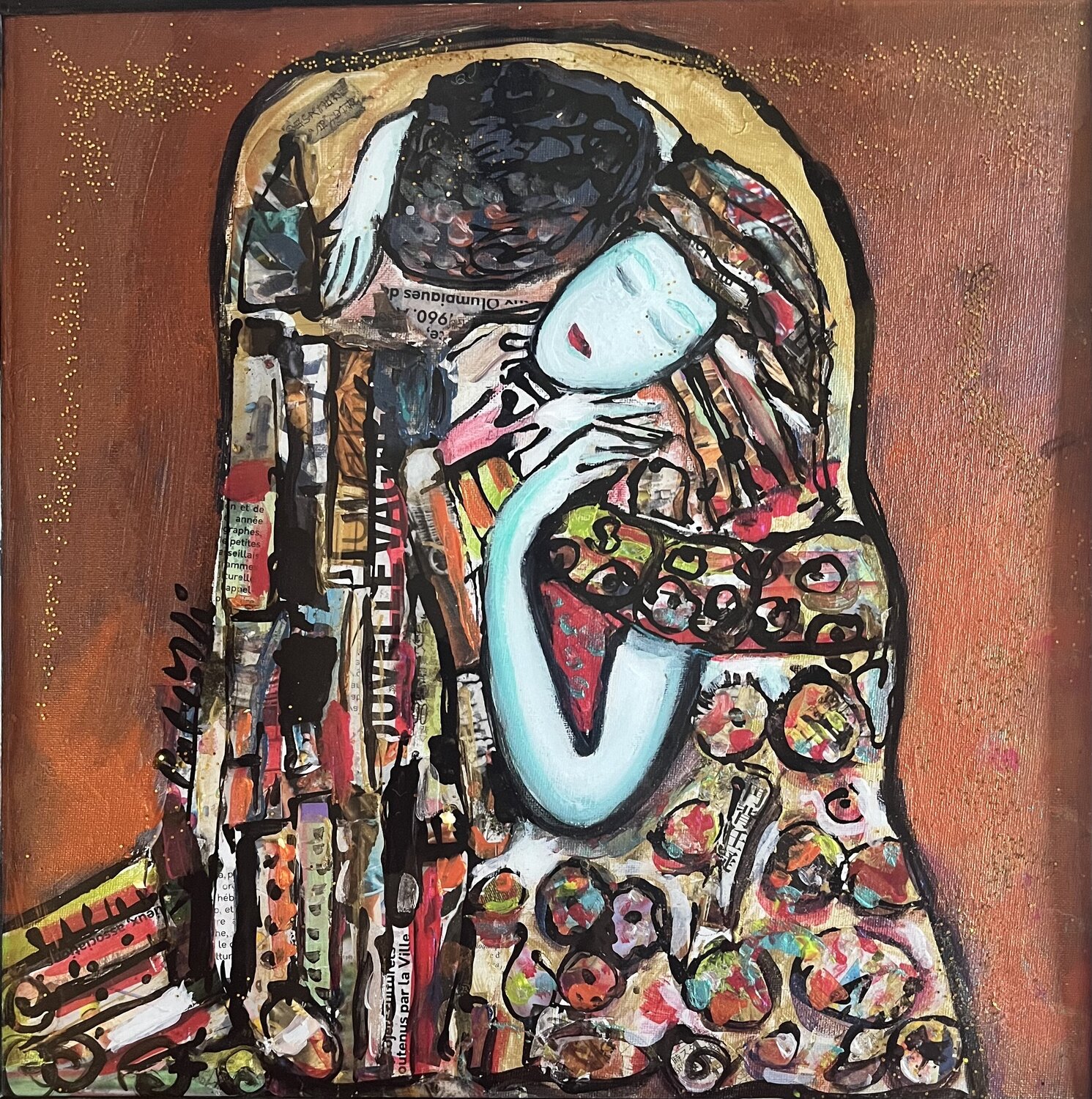 LE BAISER DE KLIMT VIBRATOIRE PatMoli Original painting for sale