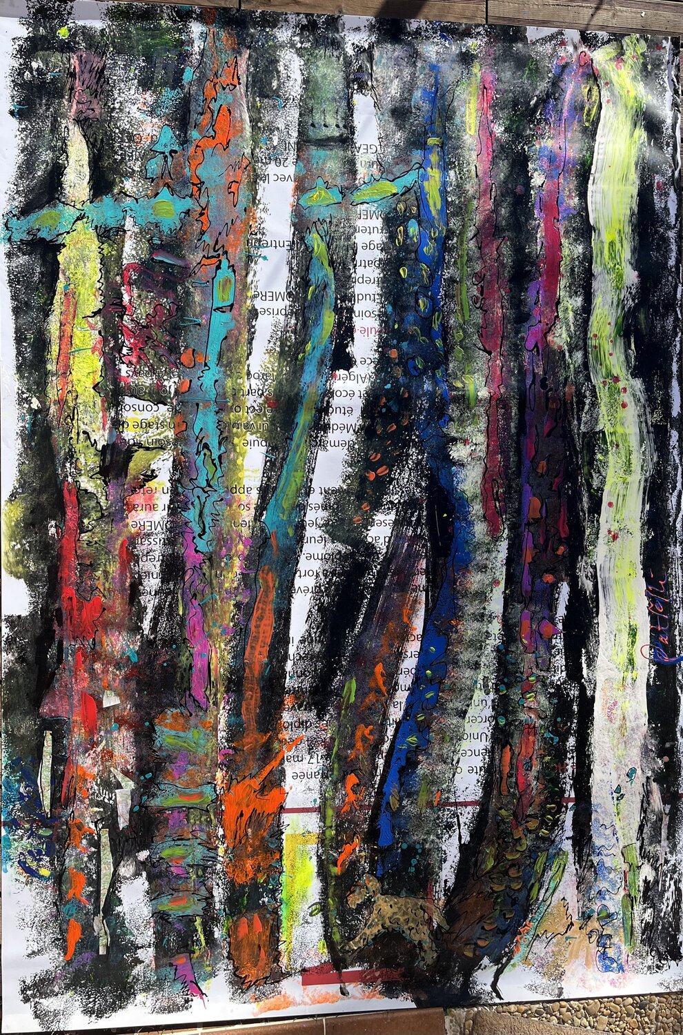 les arbres et mon chien n°2 PatMoli Original painting for sale