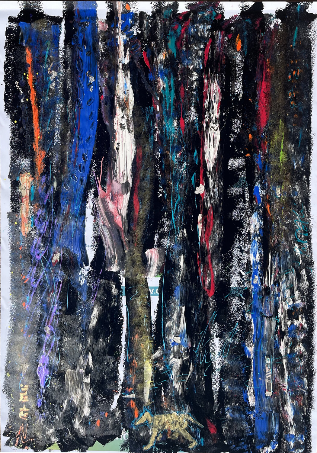 Les arbres et mon chien n°3 PatMoli Original painting for sale
