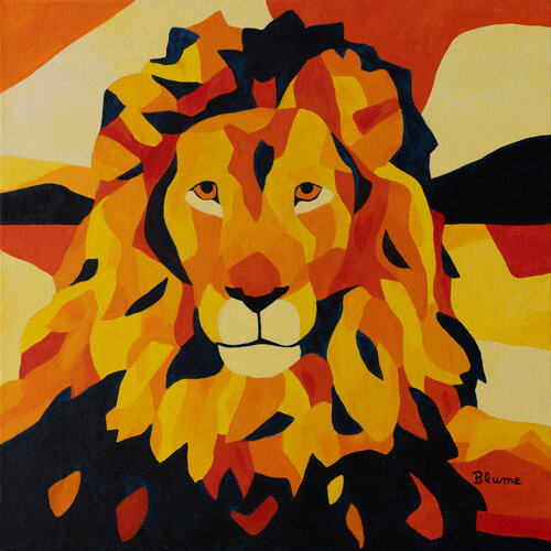 Fiery Lion Head by Beate Blume, Painting for Sale on Select