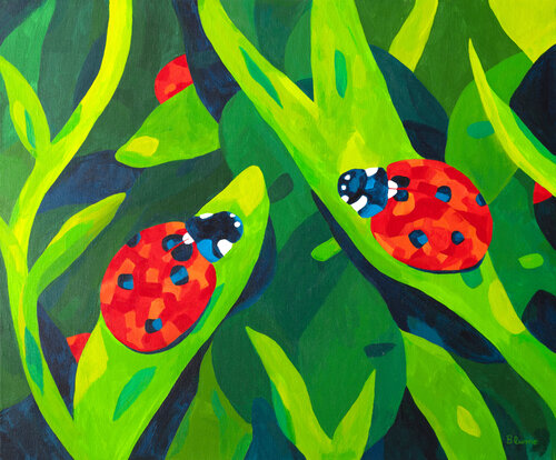 Lush Ladybug Luck by Beate Blume, Painting for Sale on Select
