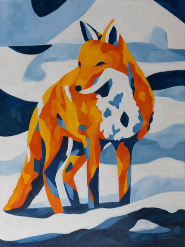 Red Fox in the Snow by Beate Blume, Painting for Sale on Select