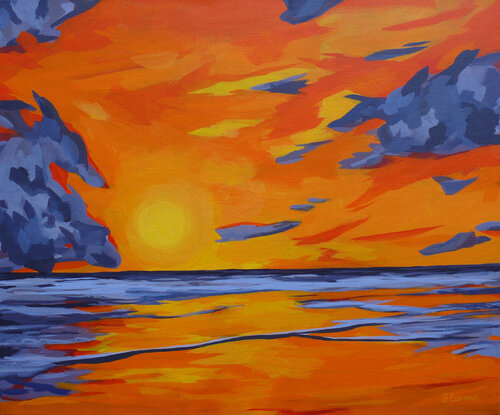 Seaside Sunset by Beate Blume, Painting for Sale on Select