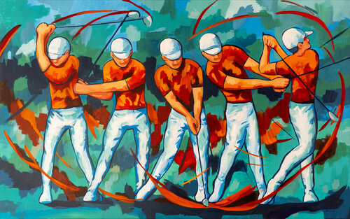 Golf Swing in the Zone by Beate Blume, Painting for Sale on Select