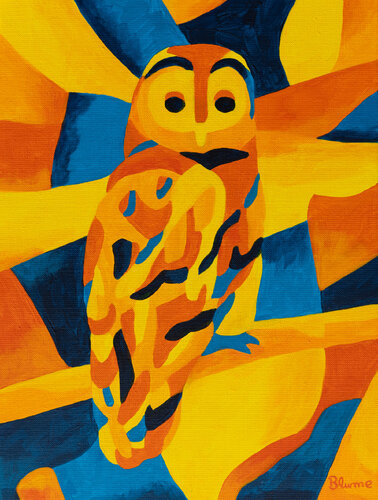 Orange Owl by Beate Blume, Painting for Sale on Select