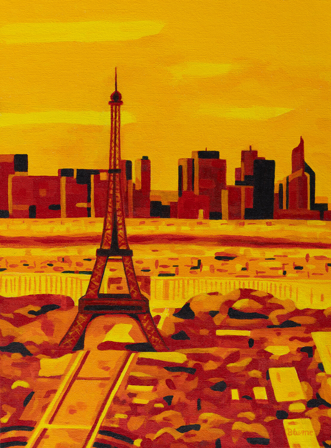 Sunset at the Eiffel Tower Beate Blume Original painting for sale