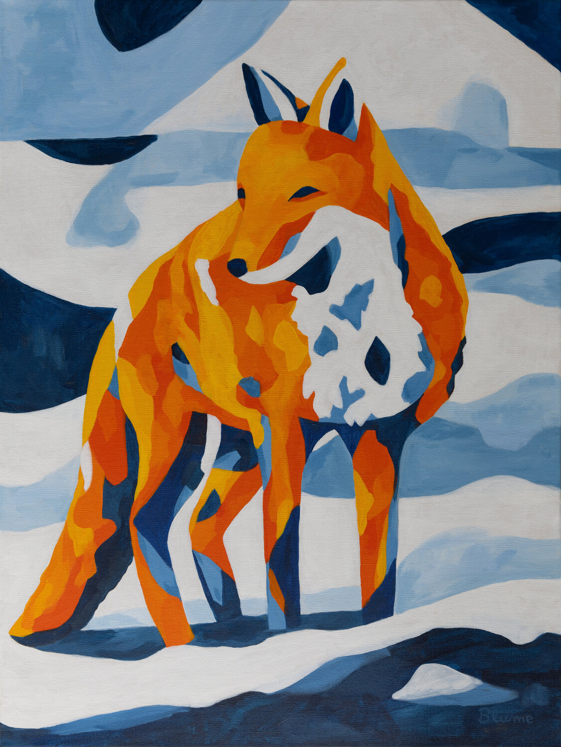 Red Fox in the Snow Beate Blume Original painting for sale