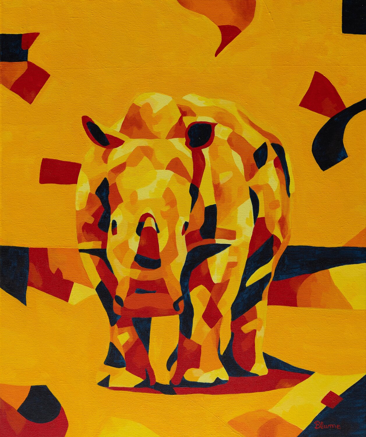 Rhino in the Scorching Heat Beate Blume Original painting for sale