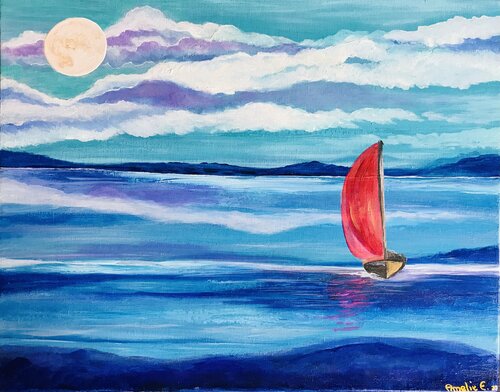 Into the Blue by Amelie Monira Egenolf, Painting for Sale on Select