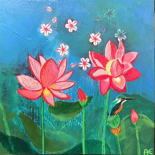Lotus Paradise by Amelie Monira Egenolf, Painting for Sale on Select