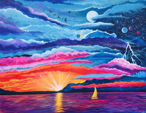 Dolphin Sky by Amelie Monira Egenolf, Painting for Sale on Select