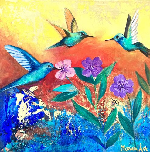 On the wings of spirits by Amelie Monira Egenolf, Painting for Sale on Select