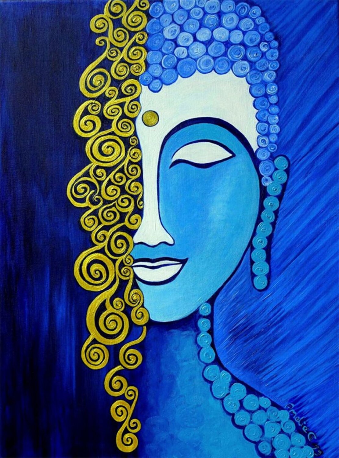 Golden Buddha Amelie Monira Egenolf Original painting for sale