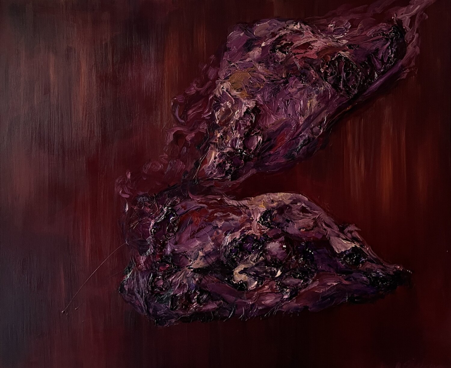 Two flaming objects Ralitsa Stoitseva Original painting for sale