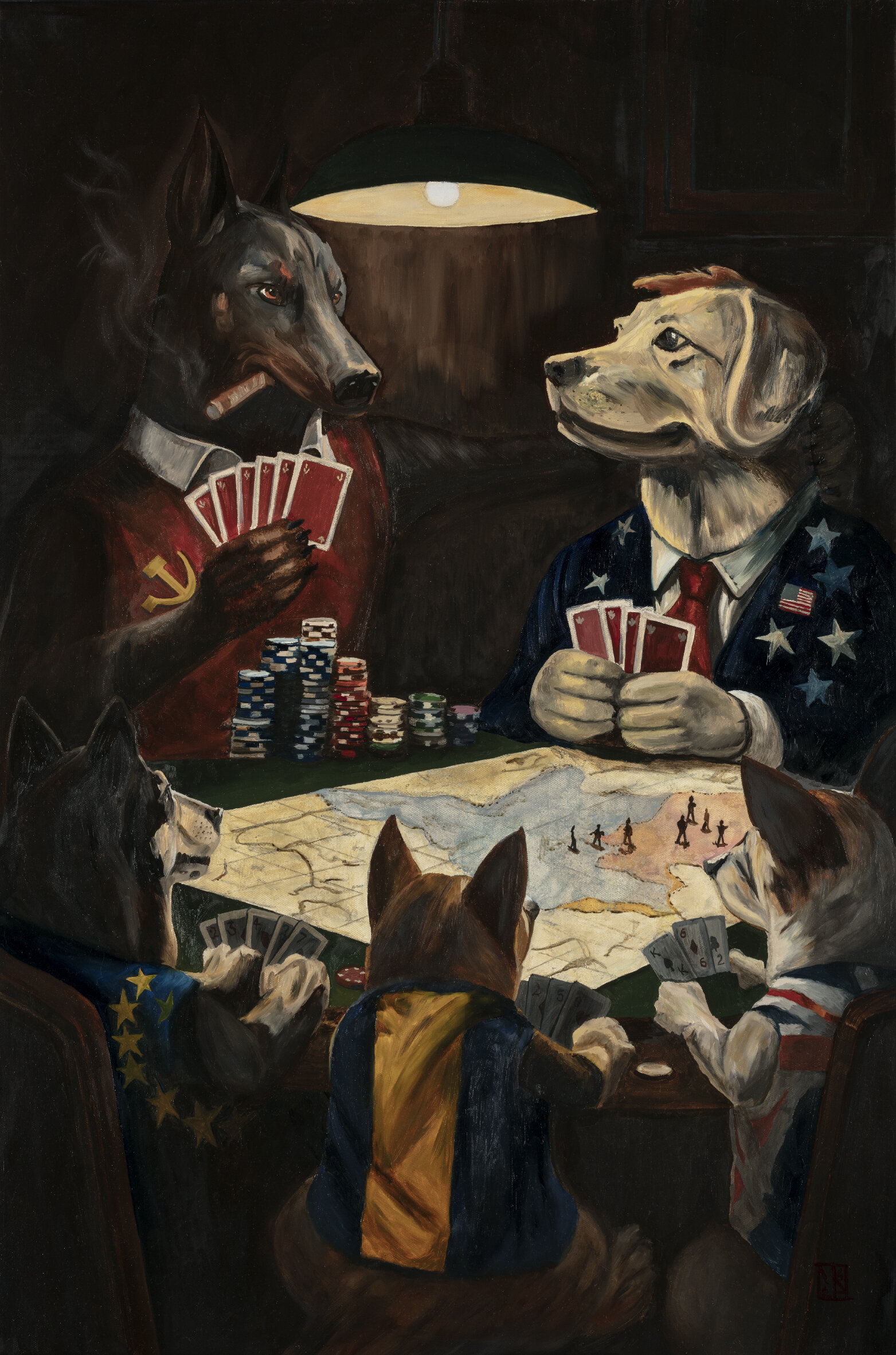 Dogs of War (High Stakes) – Original Oil Painting