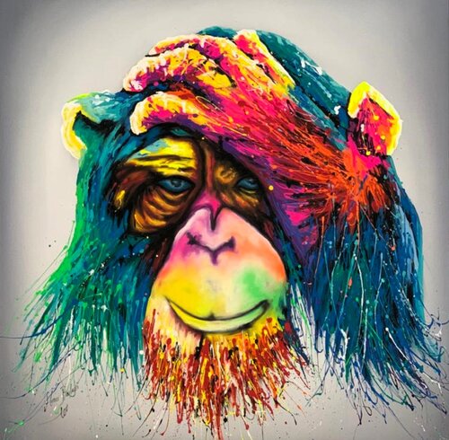 Monkey Pop Color by Hani Badawi Leo, Painting for Sale on Select