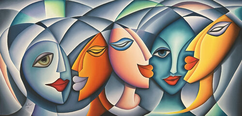 Behind every great man a great woman by Hani Badawi Leo, Painting for Sale on Select