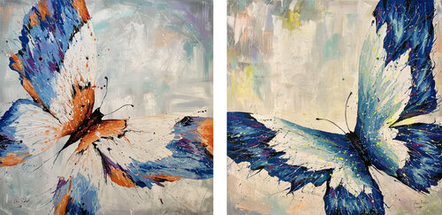 Butterfly in Bloom  - 2 artworks by Hani Badawi Leo, Painting for Sale on Select