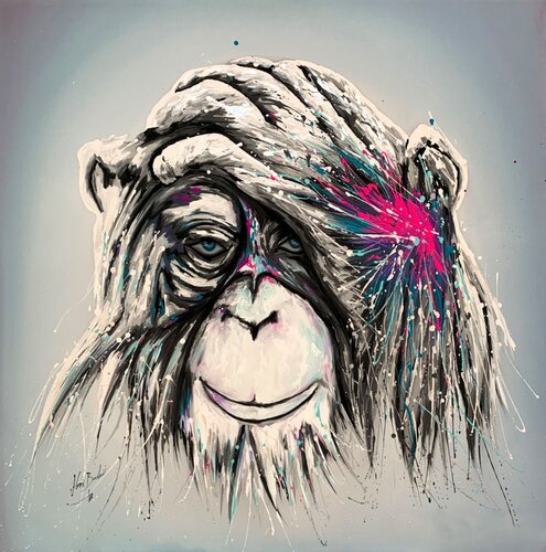 Scimmia Occhi Blu by Hani Badawi Leo, Painting for Sale on Select