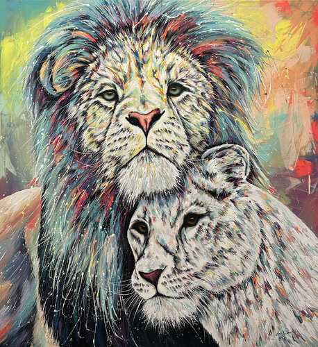 Lion the Guardian of the Queen by Hani Badawi Leo, Painting for Sale on Select