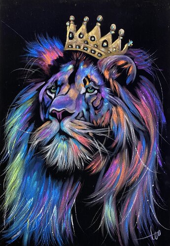Lion the King Velvet by Hani Badawi Leo, Painting for Sale on Select