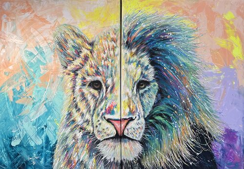 Heart and Destiny of the Lions - 2 artworks by Hani Badawi Leo, Painting for Sale on Select