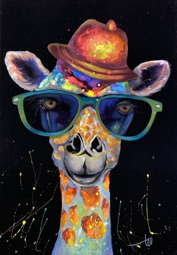 Giraffa Pop Color Star by Hani Badawi Leo, Painting for Sale on Select