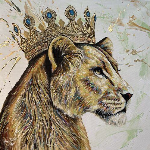 Queen Gold Lioness by Hani Badawi Leo, Painting for Sale on Select