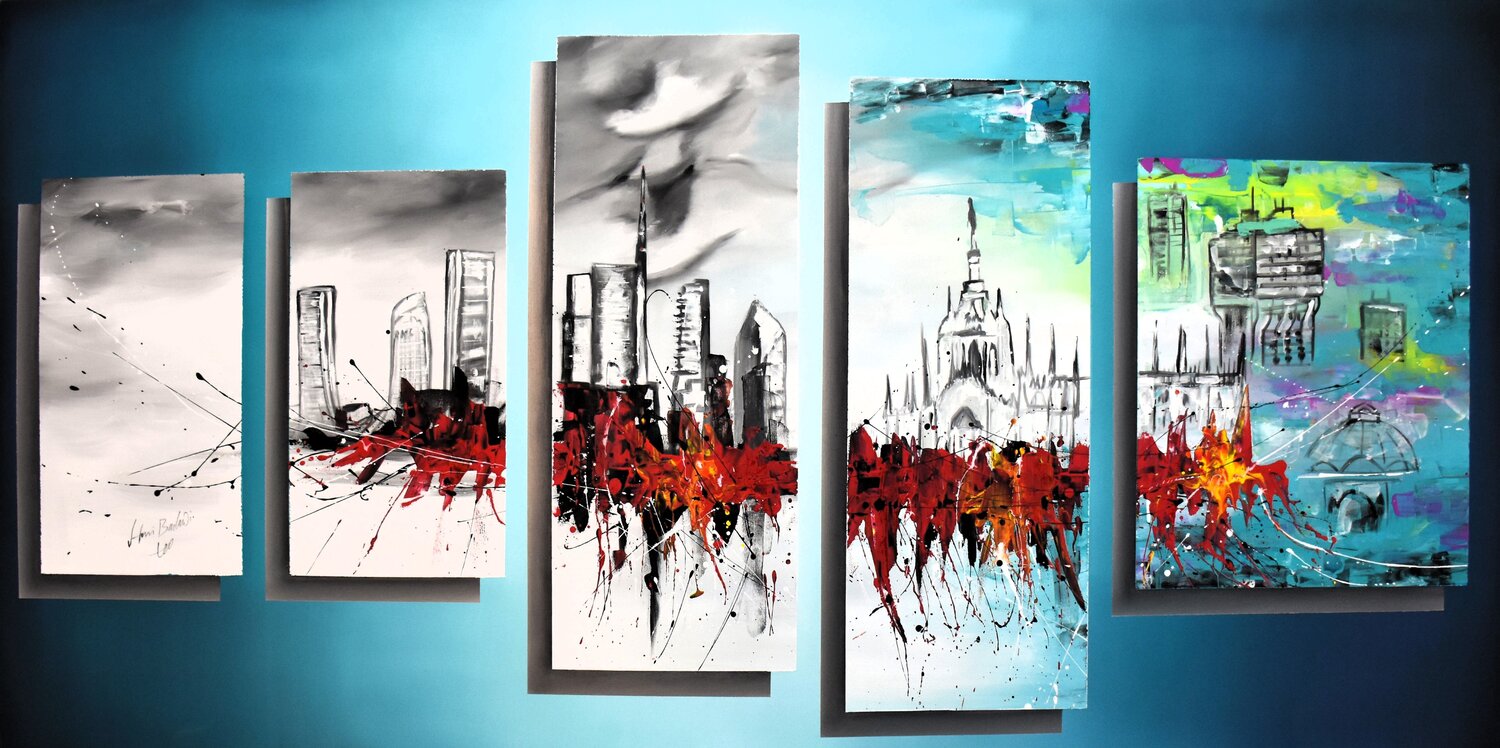 Milano città della Moda Hani Badawi Leo Original painting for sale
