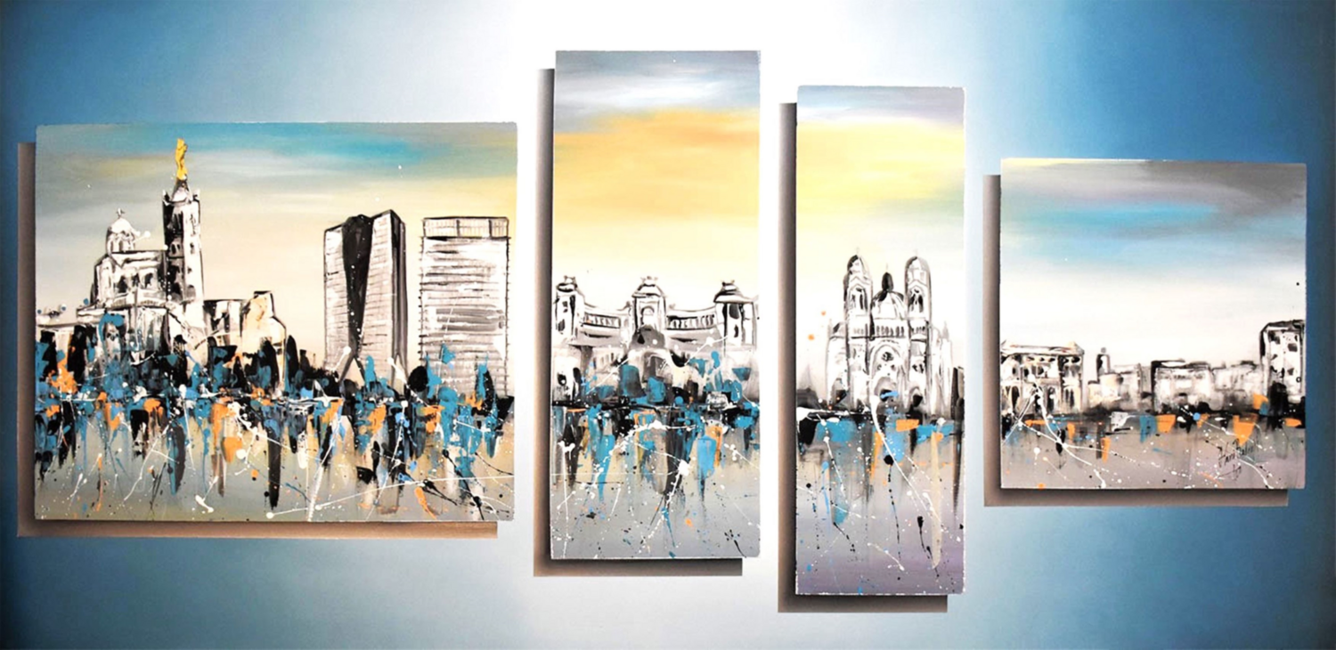 Marseille Skyline Hani Badawi Leo Original painting for sale