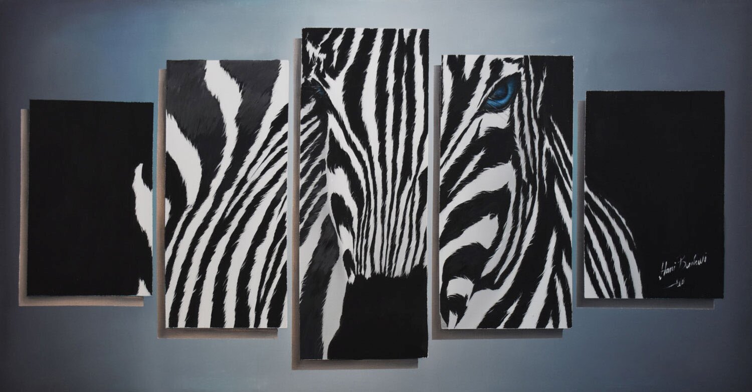 The Zebra’s Gaze Hani Badawi Leo Original painting for sale