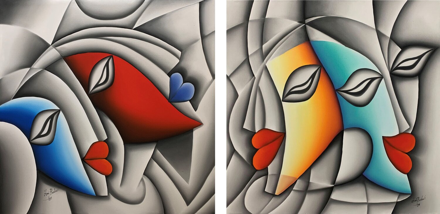 Follow me where your heart goes - 2 artworks Hani Badawi Leo Original painting for sale