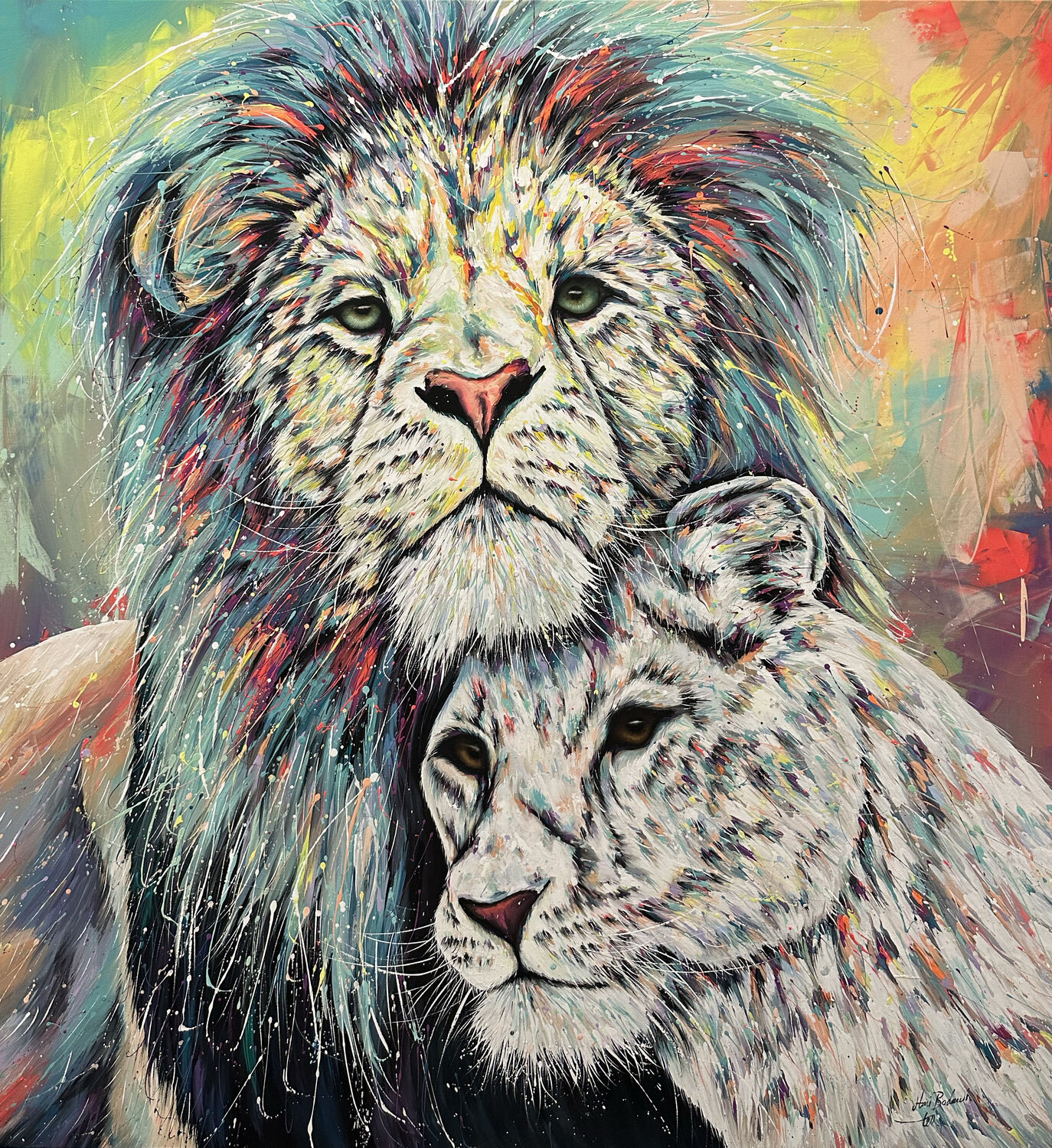 Lion the Guardian of the Queen Hani Badawi Leo Original painting for sale