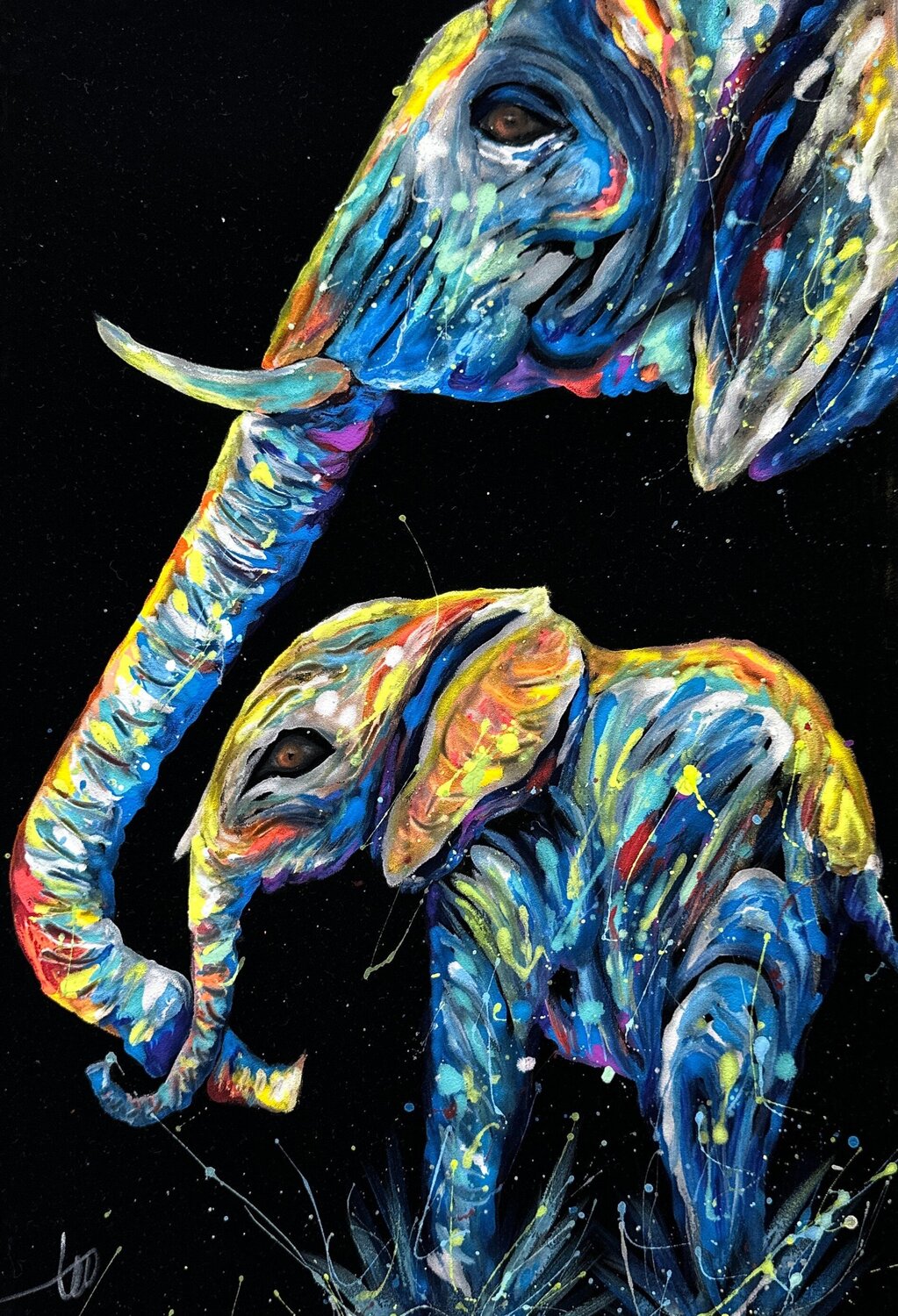 Elephant Heart in Velvet Hani Badawi Leo Original painting for sale
