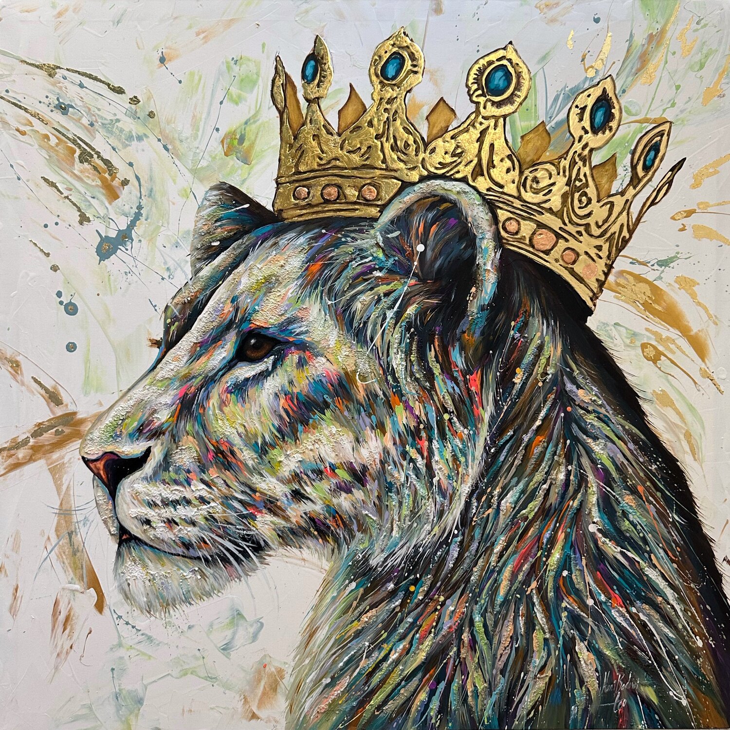 La Sovrana - Queen Lioness Hani Badawi Leo Original painting for sale