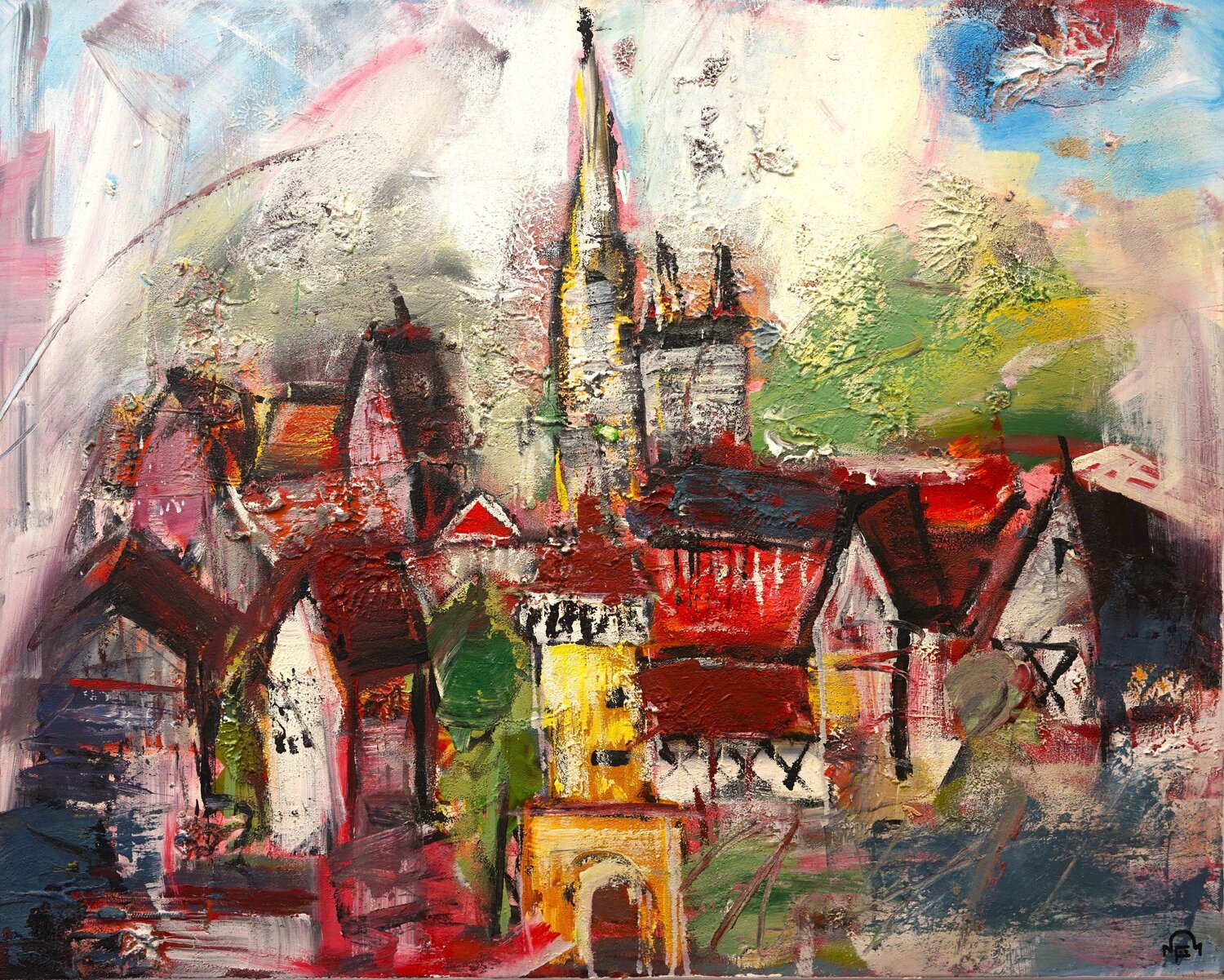 REUTLINGEN Friedhelm Wolfrat Original painting for sale