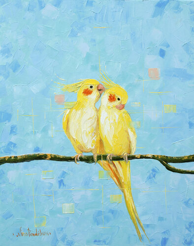 Cockatiels birds by Ponditerra Nino, Painting for Sale on Select