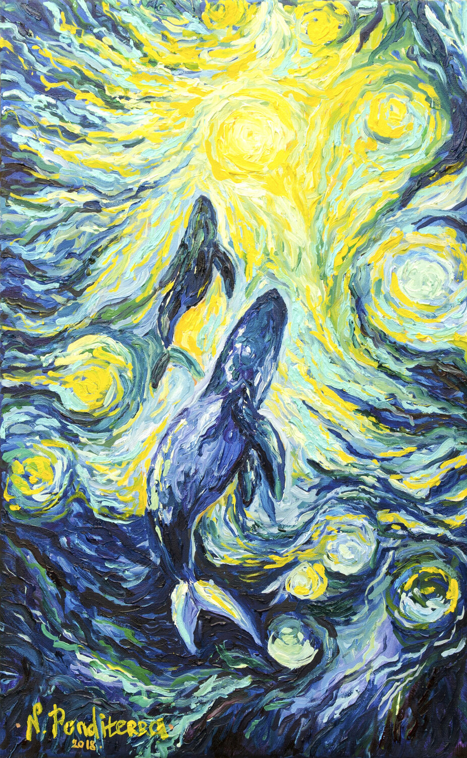 Whales Ponditerra Nino Original painting for sale