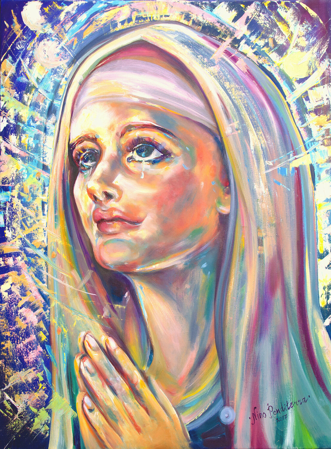 Saint Clare of Assisi Ponditerra Nino Original painting for sale
