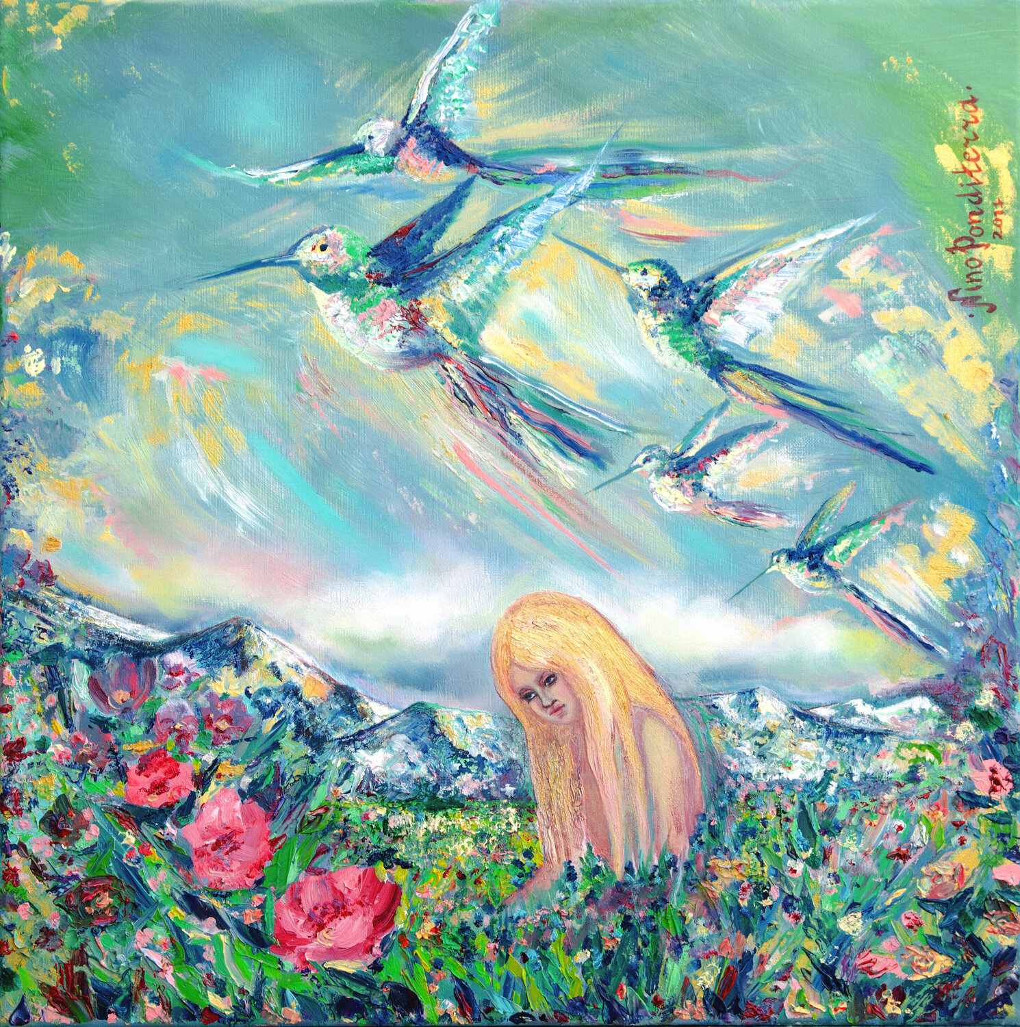 Alpine meadow Ponditerra Nino Original painting for sale