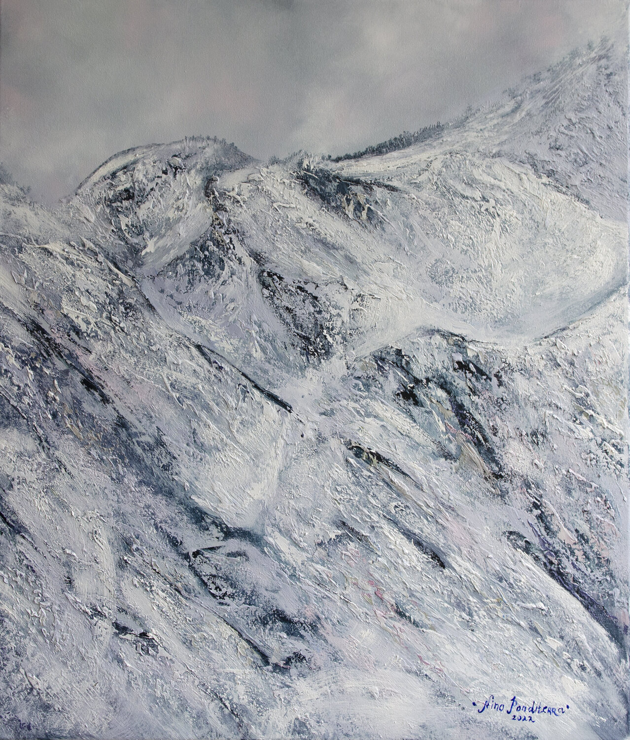 French Alps Mountains Ponditerra Nino Original painting for sale