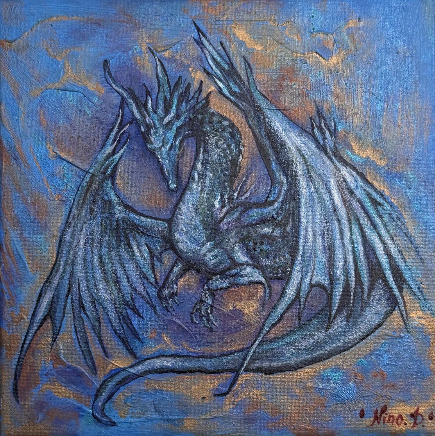 Silver Dragon Ponditerra Nino Originalgemälde zu verkaufen
