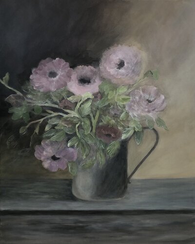 Floral in Vintage Tin Can by Tamara Bettencourt, Painting for Sale on Select