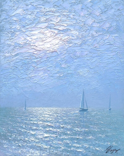 Silver sea by Dmitry Oleyn, Painting for Sale on Select