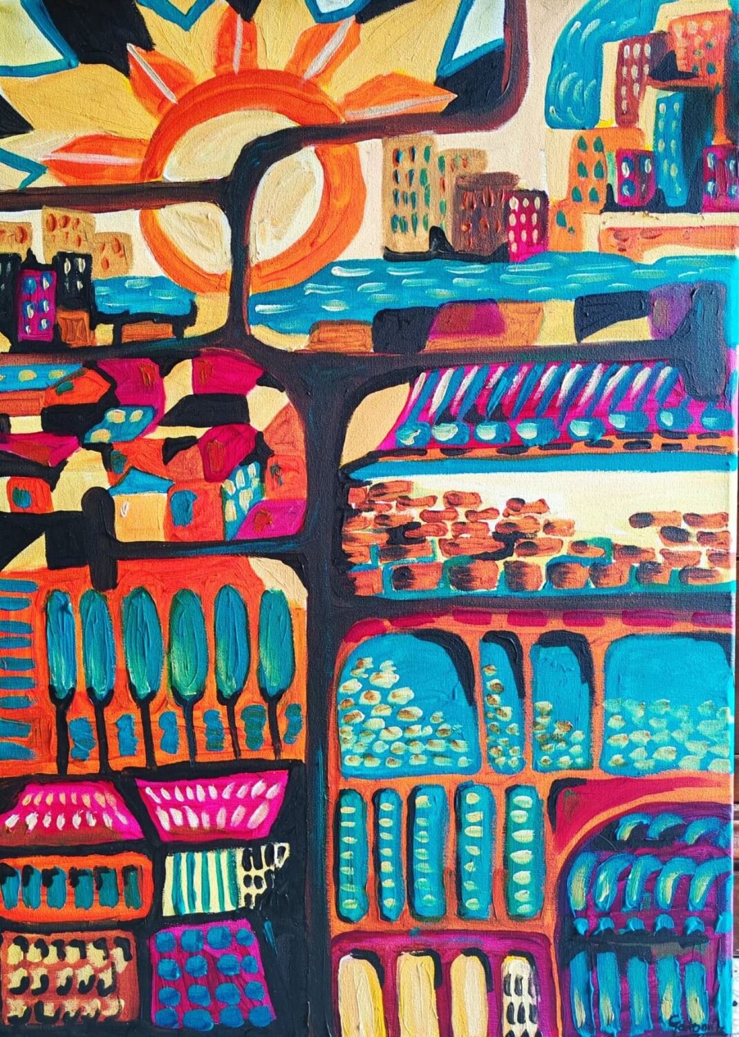 Building Together Getty Tatomir Original painting for sale
