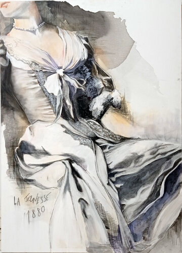 La jeunesse 1880 by Maude Ovize, Drawing for Sale on Select