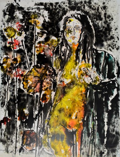 Sonnenblumen Frau by Udo von Gelden, Painting for Sale on Select