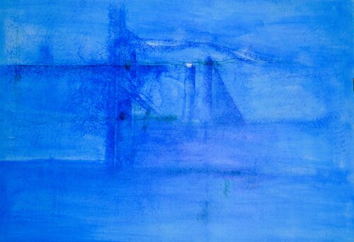 Land Blau Abstraktion by Udo von Gelden, Painting for Sale on Select